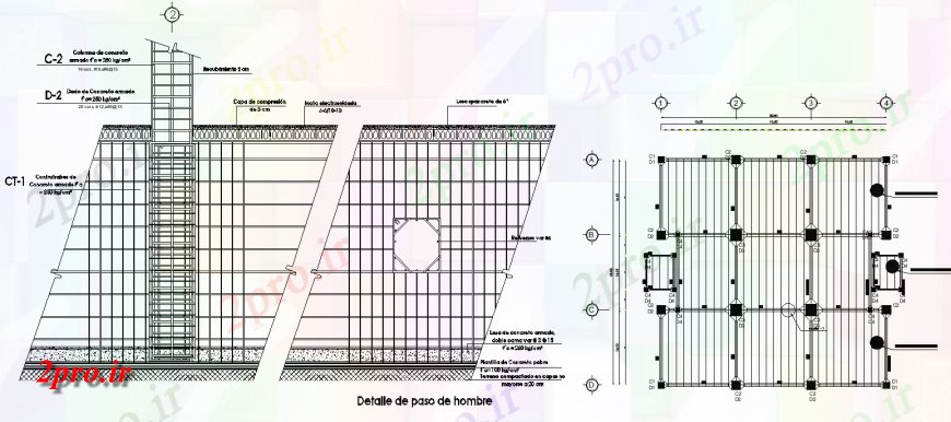 دانلود نقشه طراحی جزئیات ساختار ساختار ستون طراحی با سایه  (کد140399)