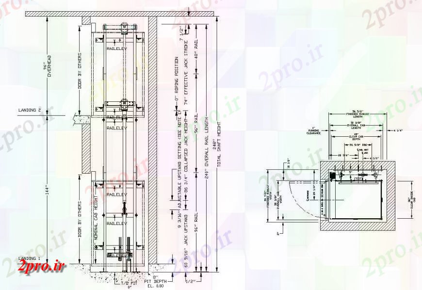 دانلود نقشه  جزئیات آسانسور و    بلوک ماشین آلات   طرحی  دو بعدی  فرمت  (کد140419)