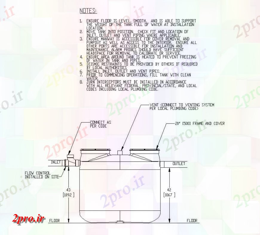 دانلود نقشه جزئیات ساخت و ساز ذخیره آب مخزن جزئیات ساختار سازنده  (کد140441)