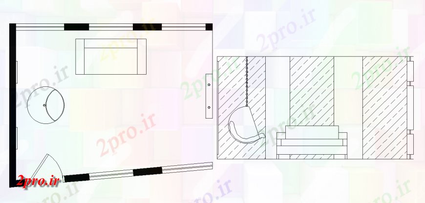 دانلود نقشه اتاق نشیمن ، حال ، پذیرایی اتاق نشیمن طراحی داخلی کوچک 3 در 4 متر (کد140442)
