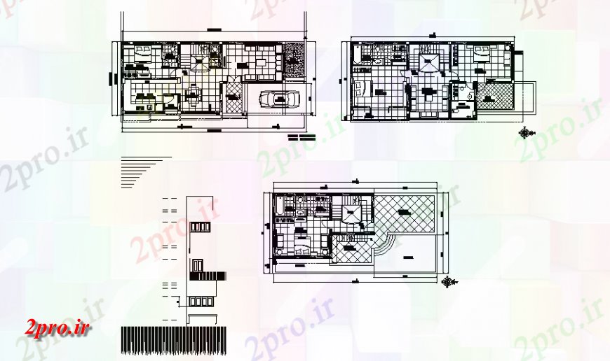 دانلود نقشه مسکونی ، ویلایی ، آپارتمان نما نما برش و زمین، برای اولین بار و کف طراحی جزئیات بالا 6 در 14 متر (کد140466)