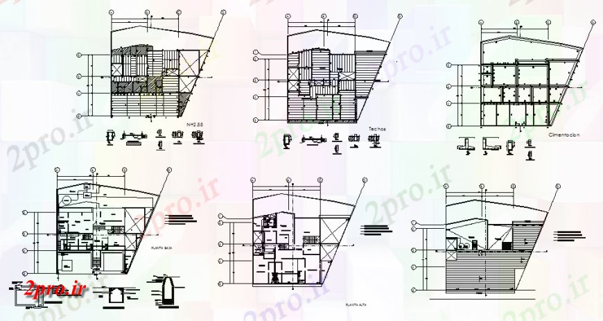 دانلود نقشه مسکونی  ، ویلایی ، آپارتمان  طرحی های طبقه مسکن یک خانواده با طرحی پایه و اساس و ساختار سازنده جزئیات (کد140484)