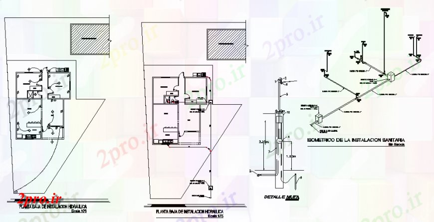 دانلود نقشه مسکونی ، ویلایی ، آپارتمان نصب و راه اندازی لوله کشی هیدرولیک و طراحی های الکتریکی جزئیات از خانه 9 در 12 متر (کد140522)