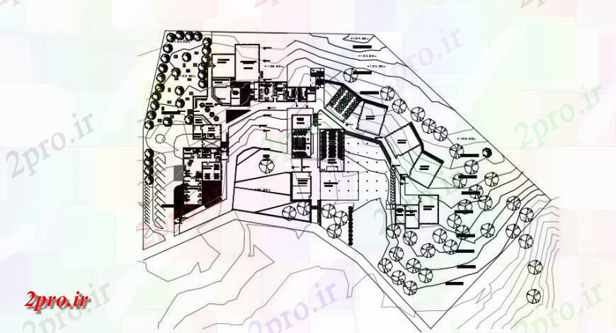 دانلود نقشه هتل - رستوران - اقامتگاه  سقف سایبان و هتل پروژه بالای صفحه  طرحی جزئیات  (کد140545)