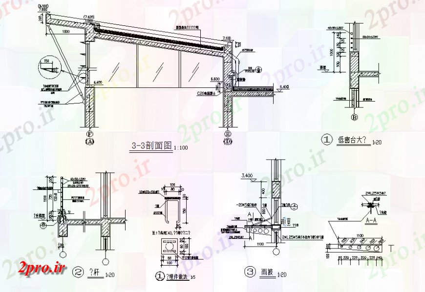 دانلود نقشه جزئیات ساخت و ساز بخش دیوار ها و سقف بخش طرحی جزئیات (کد140553)