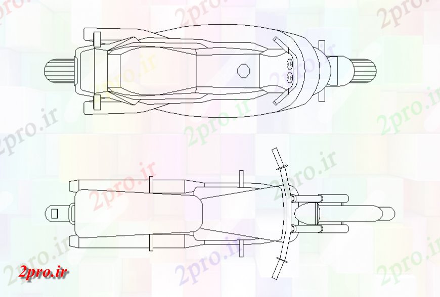 دانلود نقشه بلوک وسایل نقلیه موتور سیکلت 2 د جزئیات برنامه ریزی (کد140570)