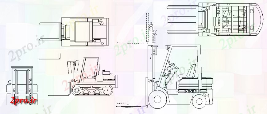 دانلود نقشه بلوک وسایل نقلیه Muletto 2 د  طرحی نما  جزئیات (کد140588)