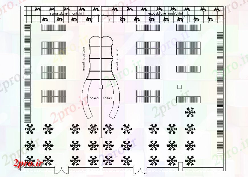 دانلود نقشه ساختمان اداری - تجاری - صنعتی طراحی معماری طرحی فروشگاه پارچه جزئیات 18 در 22 متر (کد140642)