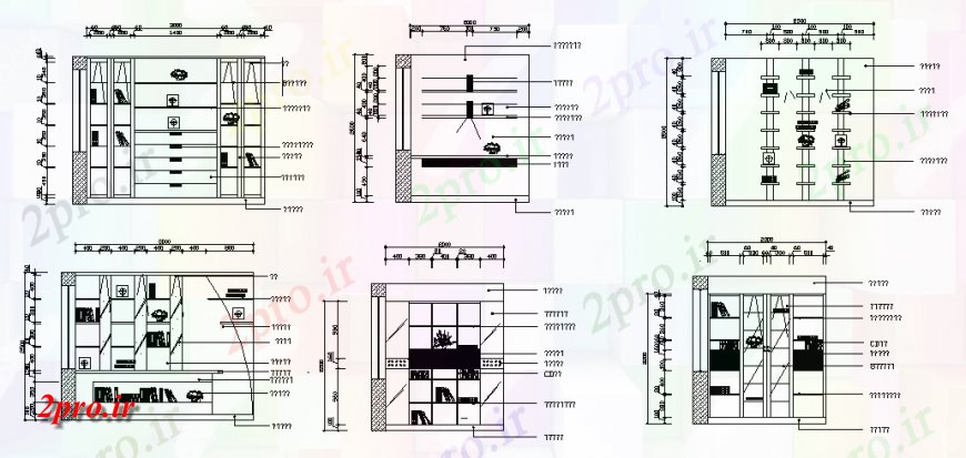 دانلود نقشه کمد دیواری لباس طرحی های مختلف از قطره دیوار نما جزئیات (کد140680)