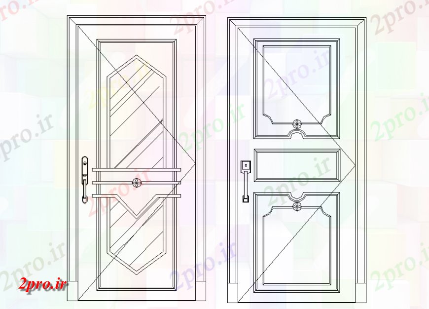 دانلود نقشه جزئیات طراحی در و پنجره  درب های داخلی نما جزئیات (کد140690)