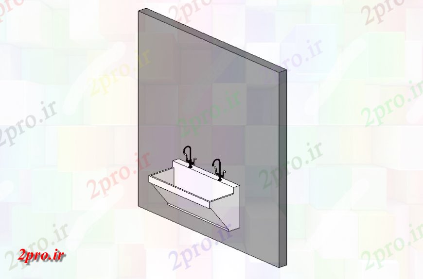 دانلود نقشه سه بعدی حمام دو اسکراب سینک طراحی تریدی  (کد140735)