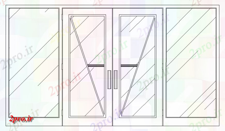 دانلود نقشه جزئیات طراحی در و پنجره  چوبی درب داخلی شیشه ای جزئیات (کد140752)