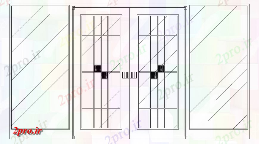 دانلود نقشه جزئیات طراحی در و پنجره  درب های شیشه ای  داخلی  چیدمان (کد140754)