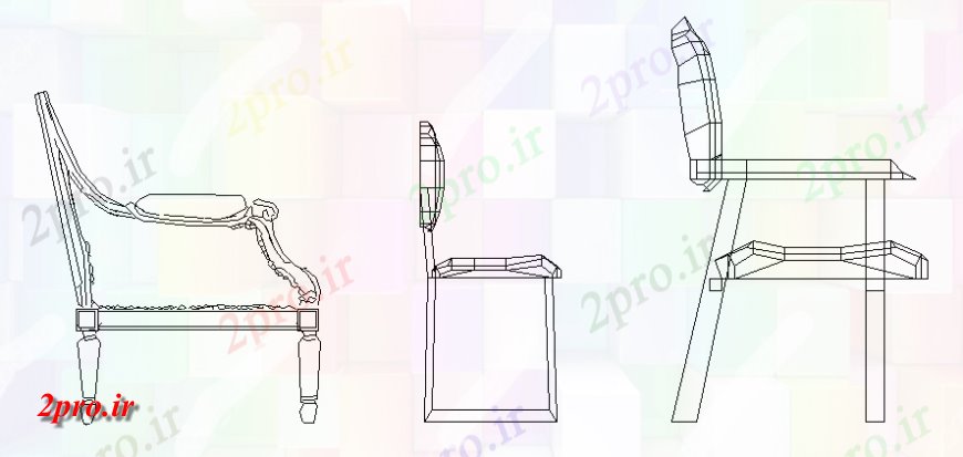 دانلود نقشه میز و صندلی اوقات فراغت صندلی چوبی 2 د  طراحی (کد140758)