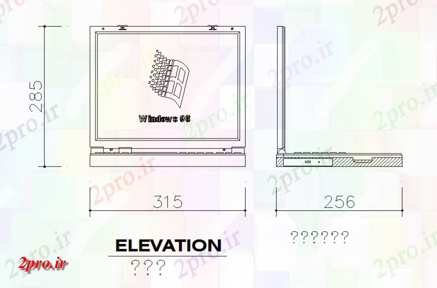 دانلود نقشه بلوک ، آرام ، نماد لپ تاپ 2 د  بلوک  (کد140797)