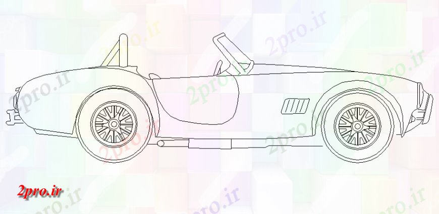 دانلود نقشه بلوک وسایل نقلیه قدیمی خودرو ورزش  بلوک  چیدمان (کد140828)