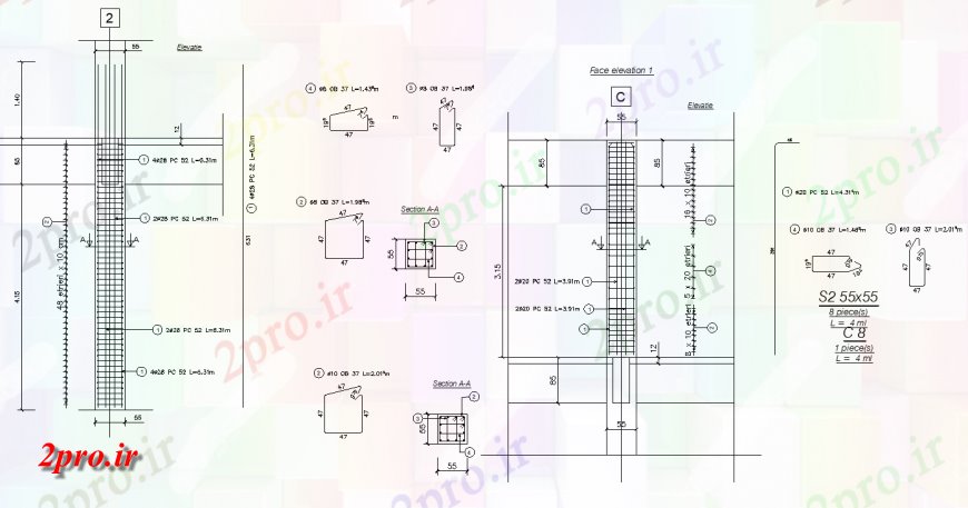 دانلود نقشه طراحی جزئیات ساختار تقویت از قطب طراحی  (کد140879)