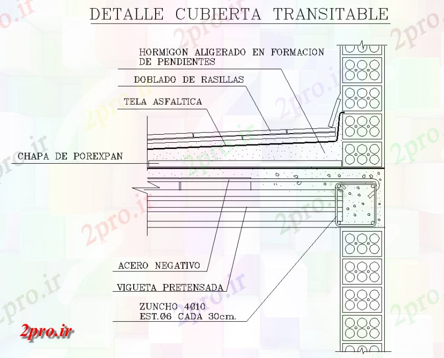 دانلود نقشه طراحی جزئیات تقویت کننده جزئیات جلد یک trafficable اتوکد (کد140945)