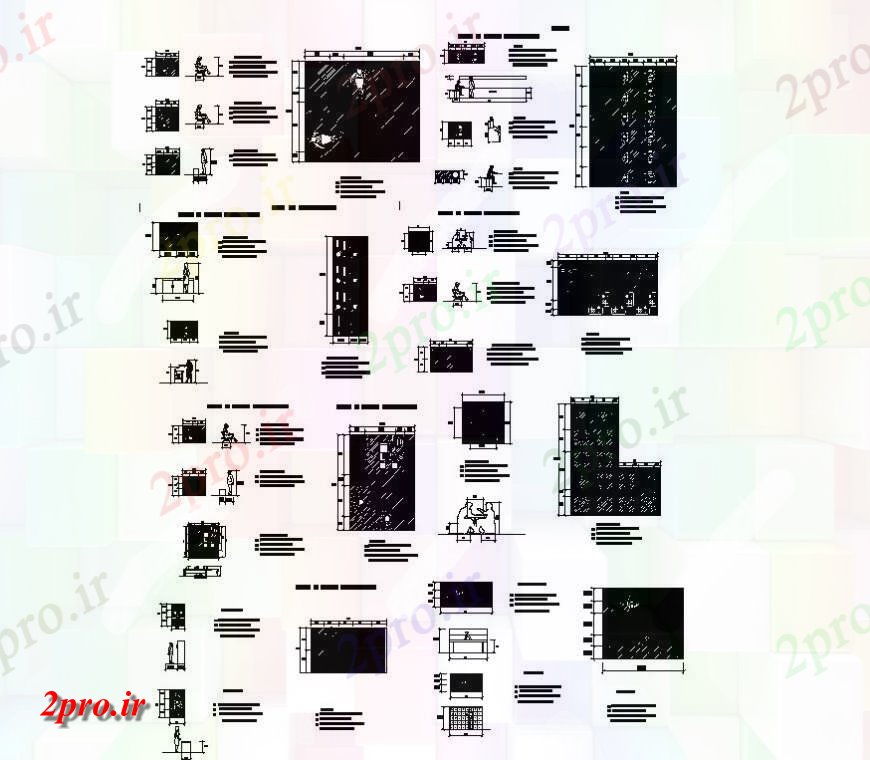 دانلود نقشه بلوک ، آرام ، نماد مردم و دیگر بلوک های ساختاری  دو بعدی   طرح (کد140948)