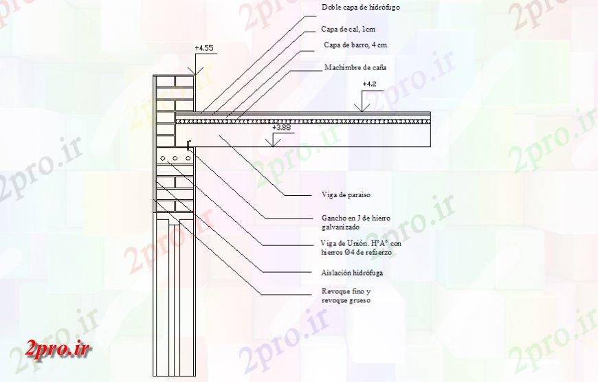 دانلود نقشه طراحی جزئیات تقویت کننده دیوار ها و سقف بخش   (کد140982)