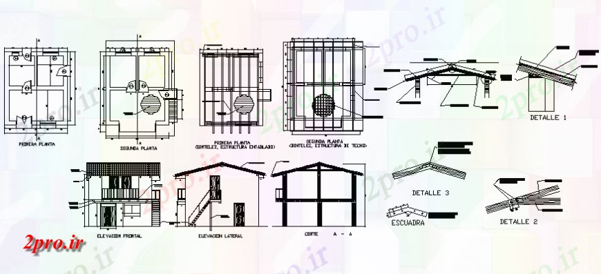 دانلود نقشه مسکونی  ، ویلایی ، آپارتمان  طرح، نما و بخش جزئیات خانه  (کد140984)