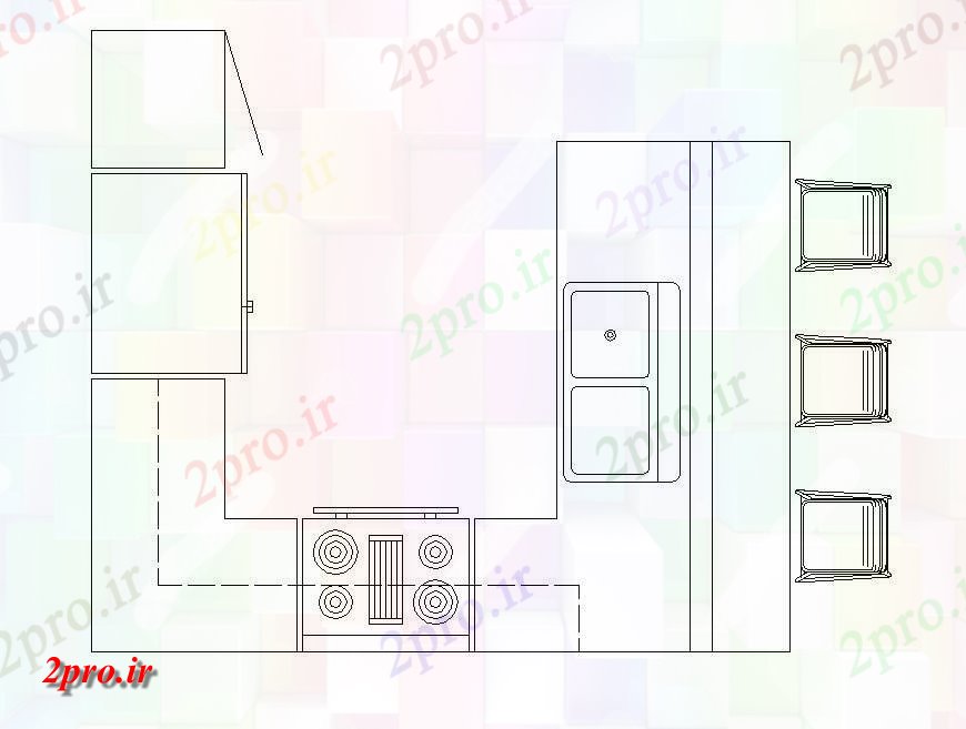 دانلود نقشه طراحی مبلمان آشپزخانه نمونه طراحی آشپزخانه ساختار  (کد141065)