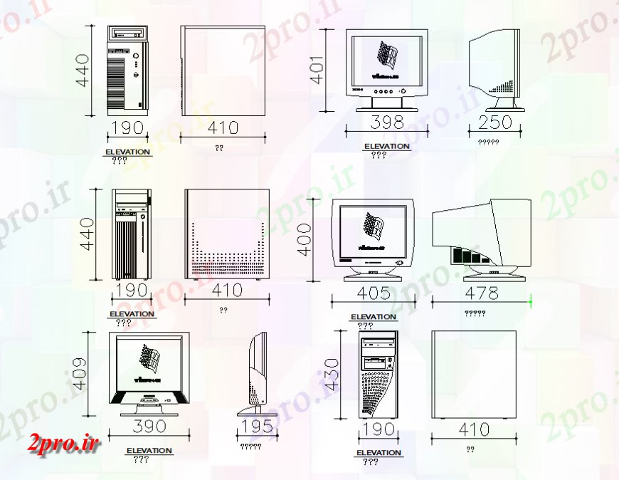 دانلود نقشه بلوک ، آرام ، نماد بلوک های  کامپیوتر مشترک با  پردازنده طراحی جزئیات  (کد141144)