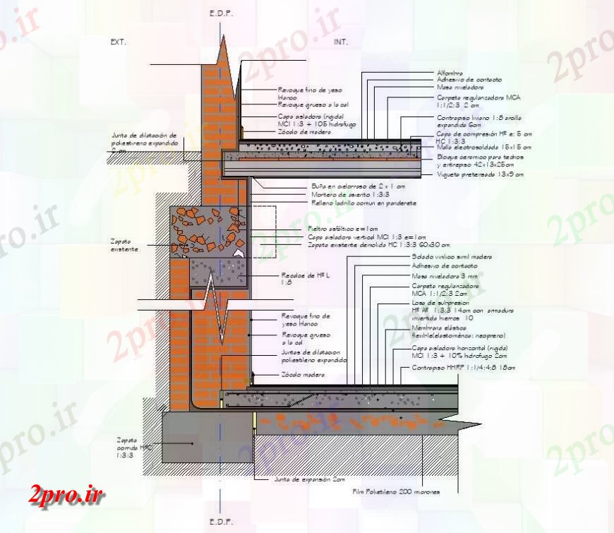 دانلود نقشه  جزئیات دیوار های آجری دیوار بلند جزئیات طرحی ساخت و ساز (کد141162)