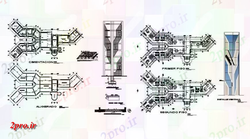 دانلود نقشه هتل - رستوران - اقامتگاه ساختمان رستوران ساختار جزئیات طراحی دو بعدی و نما 19 در 38 متر (کد141170)