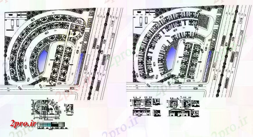 دانلود نقشه ساختمان اداری - تجاری - صنعتی ساختاری سیستم پارکینگ طرحی 75 در 75 متر (کد141171)