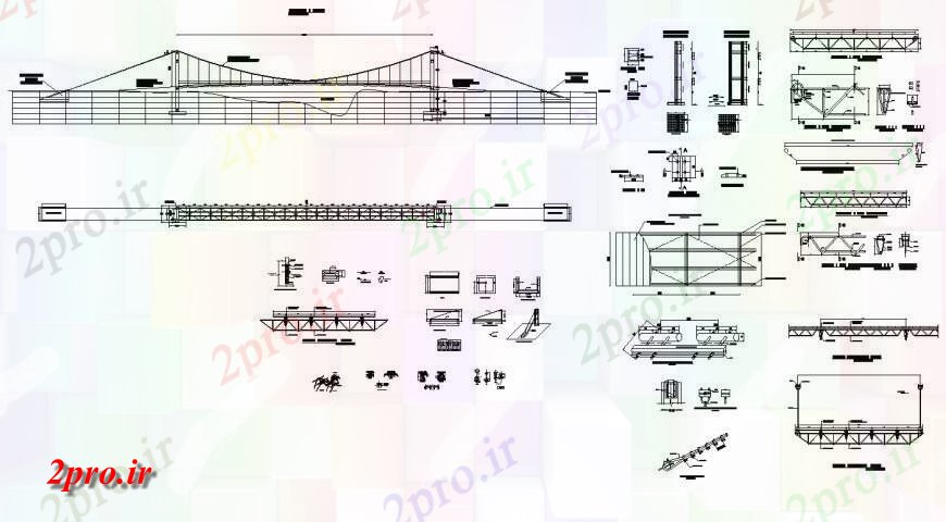 دانلود نقشه جزئیات ساخت پل کابل ساختار پل جزئیات  طرحی ساخت و ساز اتوکد (کد141173)