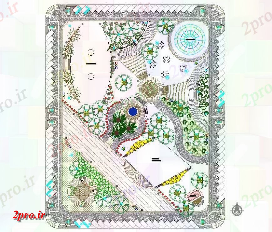 دانلود نقشه  طراحی پارک - محوطه - باغ   شهرستان جزئیات پارک طرحی  دو بعدی  ساختار    (کد141199)