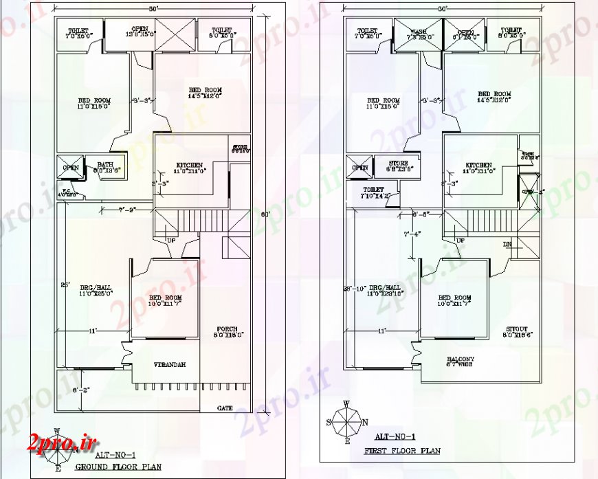 دانلود نقشه مسکونی  ، ویلایی ، آپارتمان  طبقه همکف و اول طرحی طبقه ویلا  (کد141212)