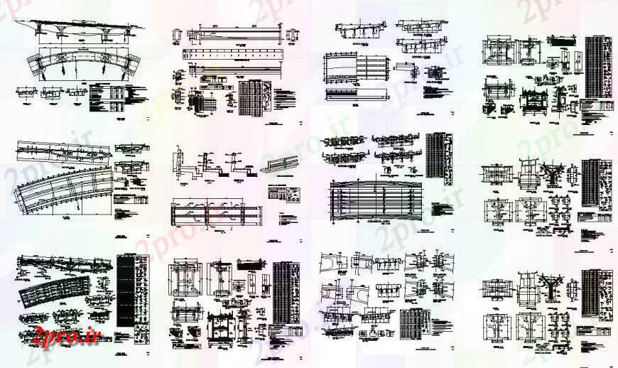 دانلود نقشه جزئیات ساخت پل پل سازنده جزئیات ساختار  دو بعدی    (کد141247)