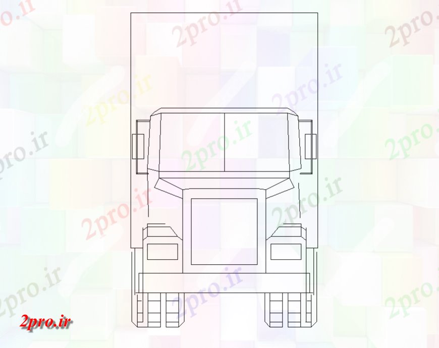 دانلود نقشه بلوک وسایل نقلیه کامیون مشترک مقابل نما  (کد141249)