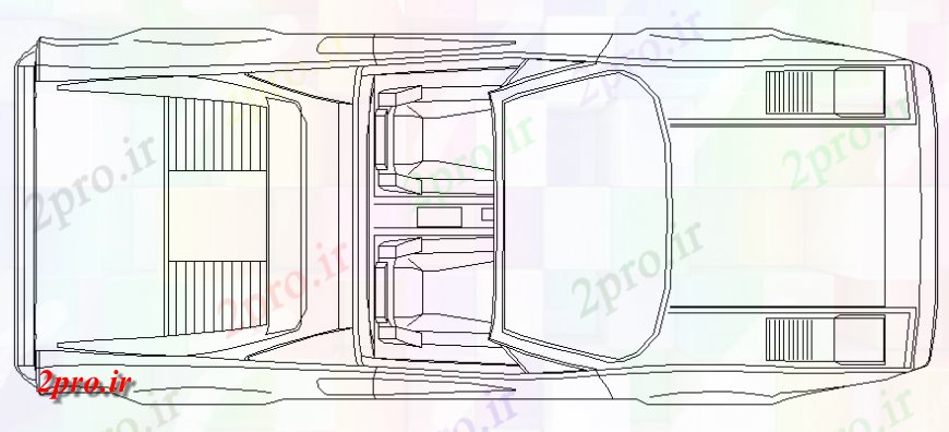 دانلود نقشه بلوک وسایل نقلیه تجملات دو سقف ماشین نشسته بلوک دیدگاه نما  جزئیات  (کد141270)