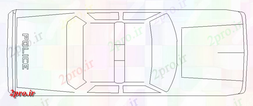 دانلود نقشه بلوک وسایل نقلیه سقف ماشین پلیس  طراحی نمای نما  (کد141272)