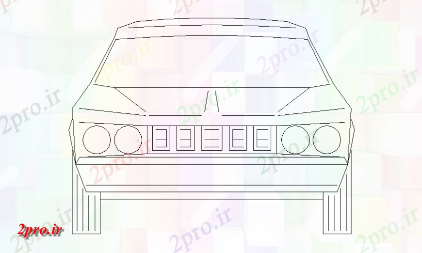 دانلود نقشه بلوک وسایل نقلیه تجملات ماشین جلوی نما  (کد141301)