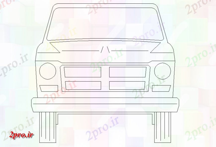 دانلود نقشه بلوک وسایل نقلیه قدیمی خانواده مد در  جلو خودرو نما  (کد141305)