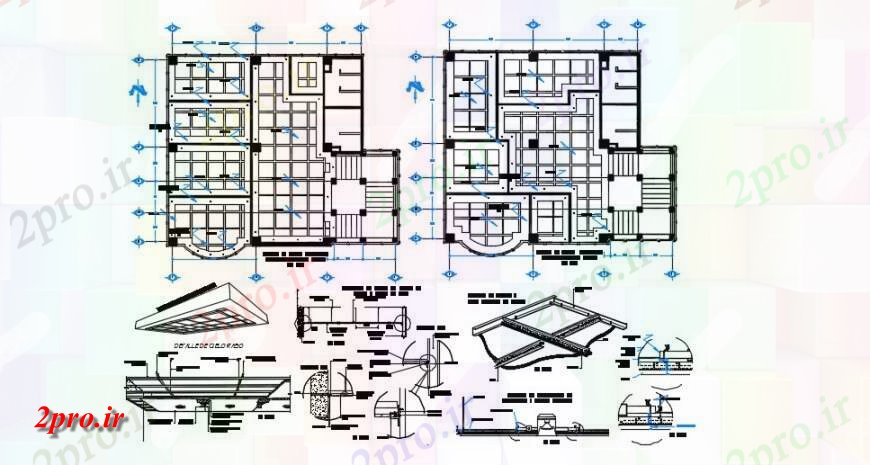 دانلود نقشه طراحی جزئیات ساختار سقف و بام دیدگاه طرحی جزئیات و پوشش جزئیات 23 در 23 متر (کد141310)