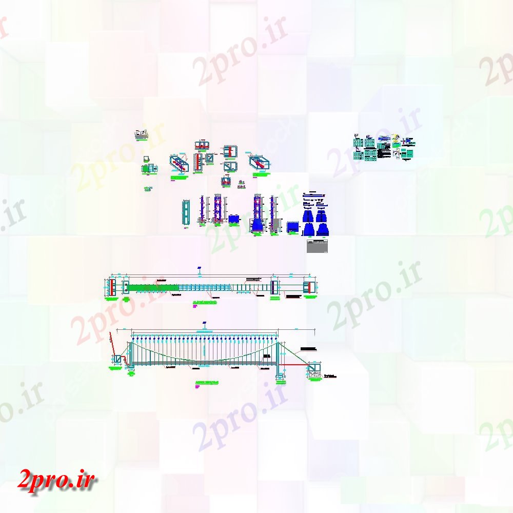 دانلود نقشه جزئیات ساخت پل کابل ساخت و ساز پل جزئیات طرحی  دو بعدی   ساخت و ساز  اتوکد (کد141313)