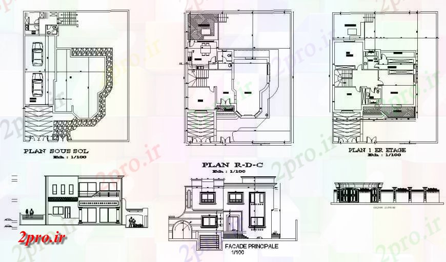 دانلود نقشه مسکونی ، ویلایی ، آپارتمان طرحی و نما از ساختار خانه های مسکونی طرحی دو بعدی 13 در 15 متر (کد141318)