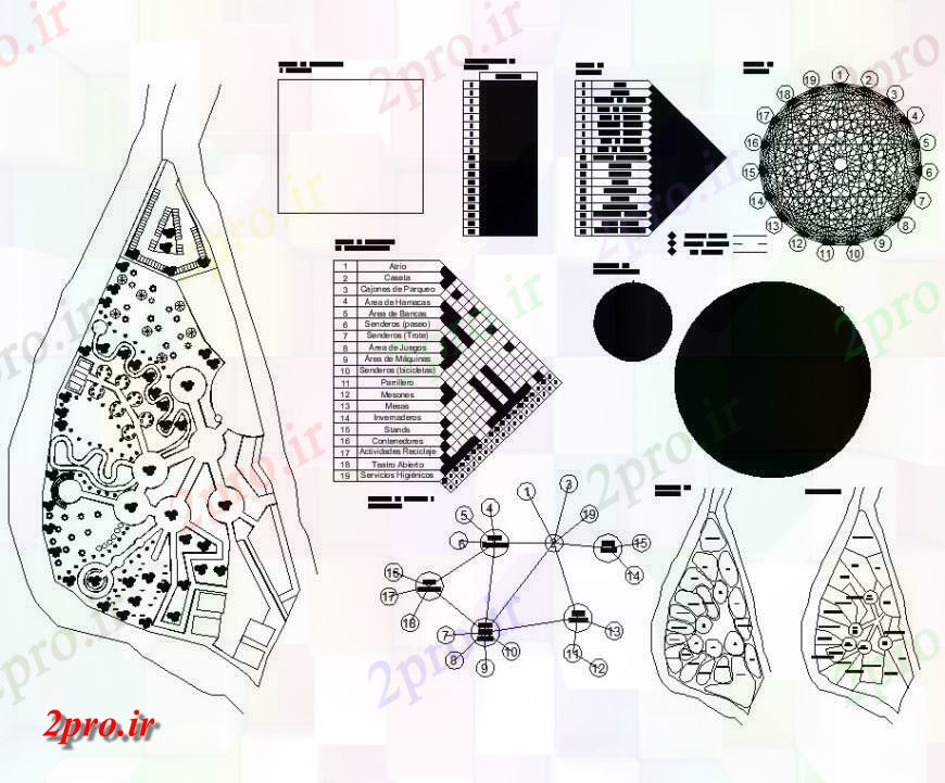 دانلود نقشه باغ طرحی جزئیات از شهرستان پارک معماری بلوک طرحی  به  (کد141333)