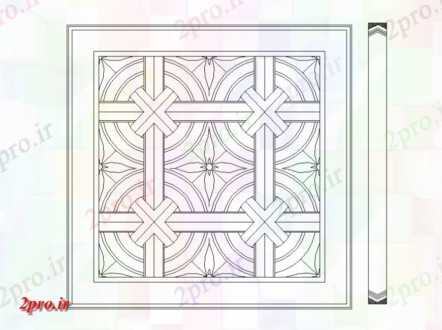 دانلود نقشه بلوک ، آرام ، نماد کاشی خلاق  بلوک جزئیات طراحی  (کد141340)