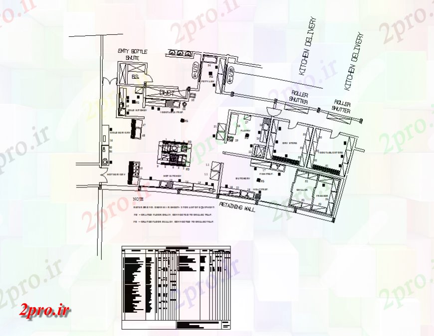 دانلود نقشه آشپزخانه طرحی پذیرایی آشپزخانه بزرگ، طرحی مبلمان و خودکار جزئیات 14 در 24 متر (کد141364)