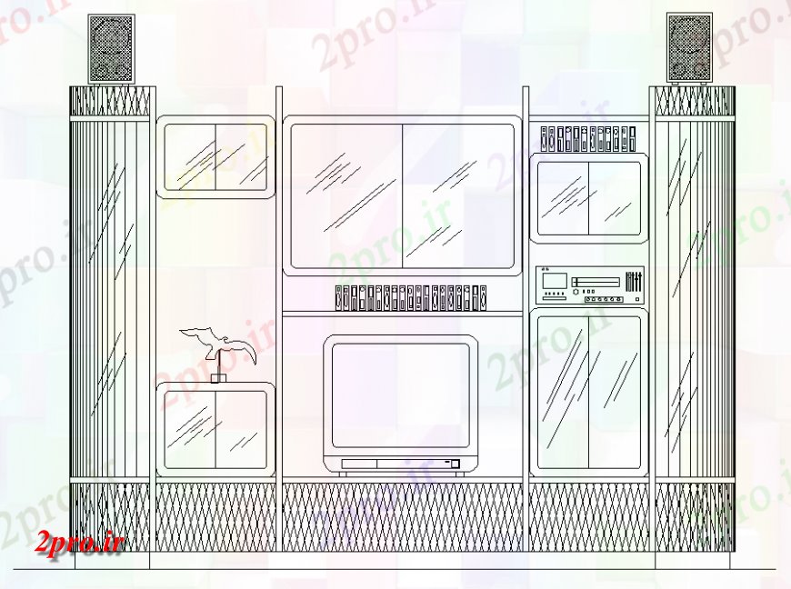دانلود نقشه طراحی و مبلمان اتاقچوبی کابینه تلویزیون اتاق نشیمن مبلمان  (کد141372)