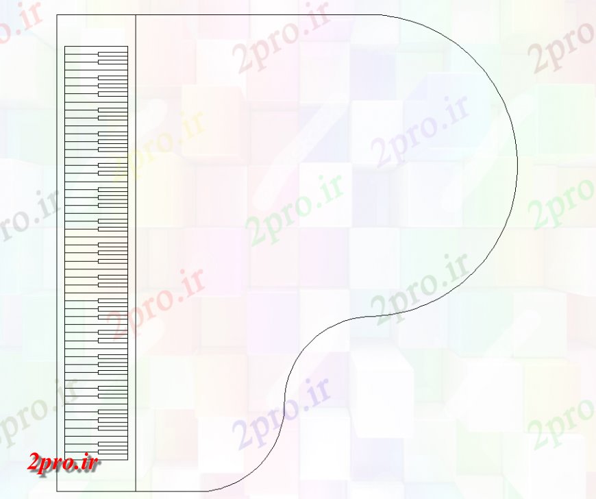 دانلود نقشه بلوک مبلمان طراحی پیانو  (کد141386)