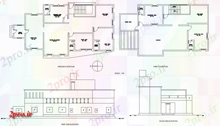 دانلود نقشه مسکونی ، ویلایی ، آپارتمان دو طبقه ویلا طرحی کار 11 در 24 متر (کد141408)