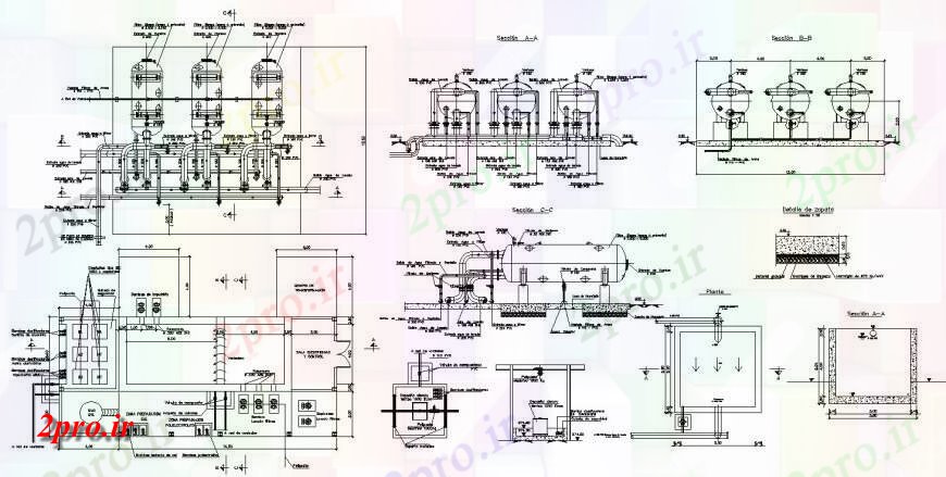 دانلود نقشه جزئیات طراحی تسویه خانهتصفیه آب ساختار جزئیات طرحی  دو بعدی  ساخت و ساز  و بخش طرحی  (کد141409)
