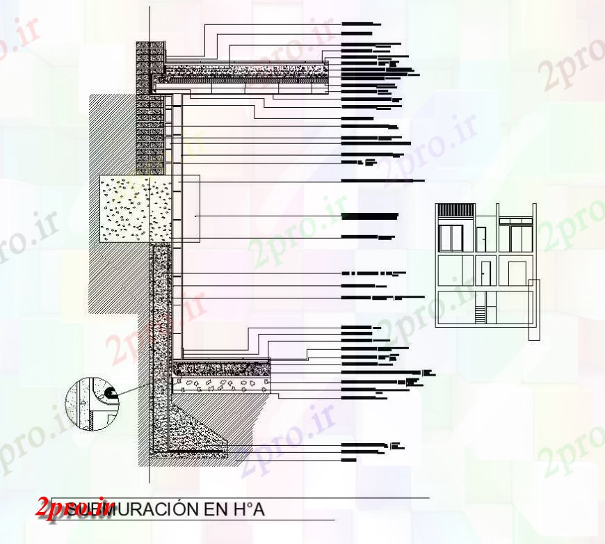 دانلود نقشه جزئیات ساخت و ساز ساختمان ساختار و بخش دیوار  دو بعدی   طرحی  (کد141416)